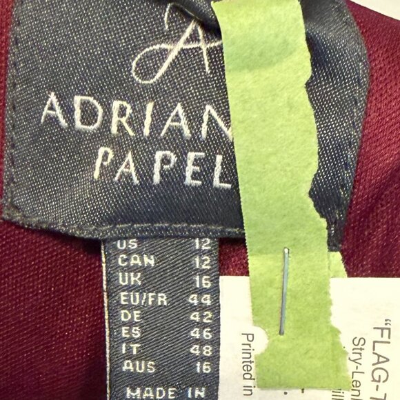 Adrianna Papell US 12 Red Wine Jersey Tuxedo Ruched Wrap Dress Notched Collar - Picture 5 of 5